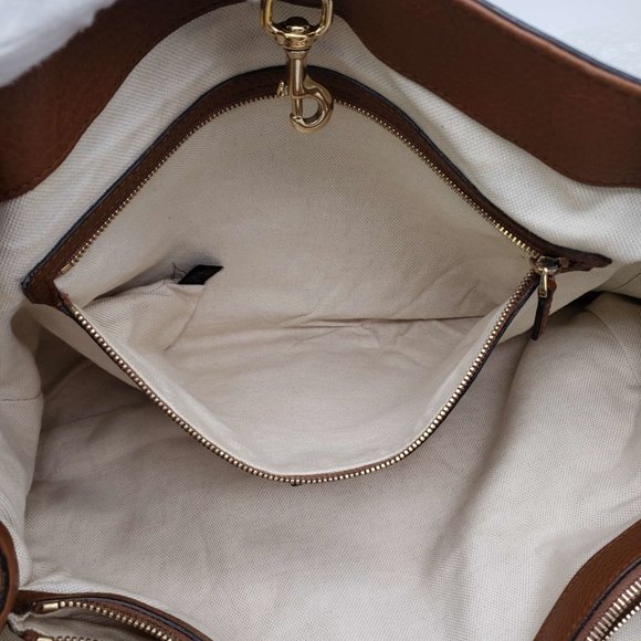 100% Authentic Gucci Leather Canvas Brown Tote Bag - Picture 14 of 16